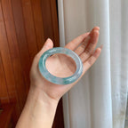 冰玻种飘花翡翠圆条手镯（56mm）（yc329516）