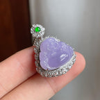 18k金镶糯冰紫罗兰翡翠佛公（yc250566）