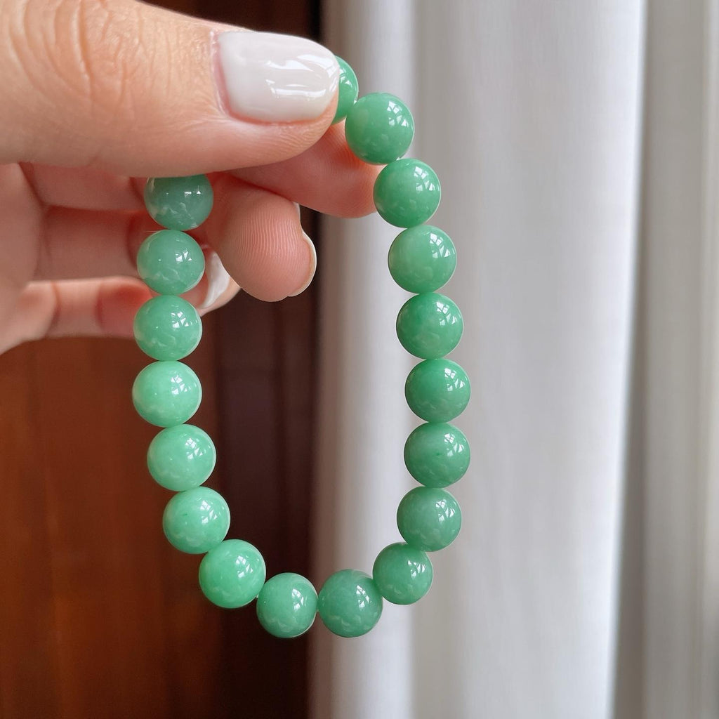 糯种满绿翡翠珠串手串（yc248493）