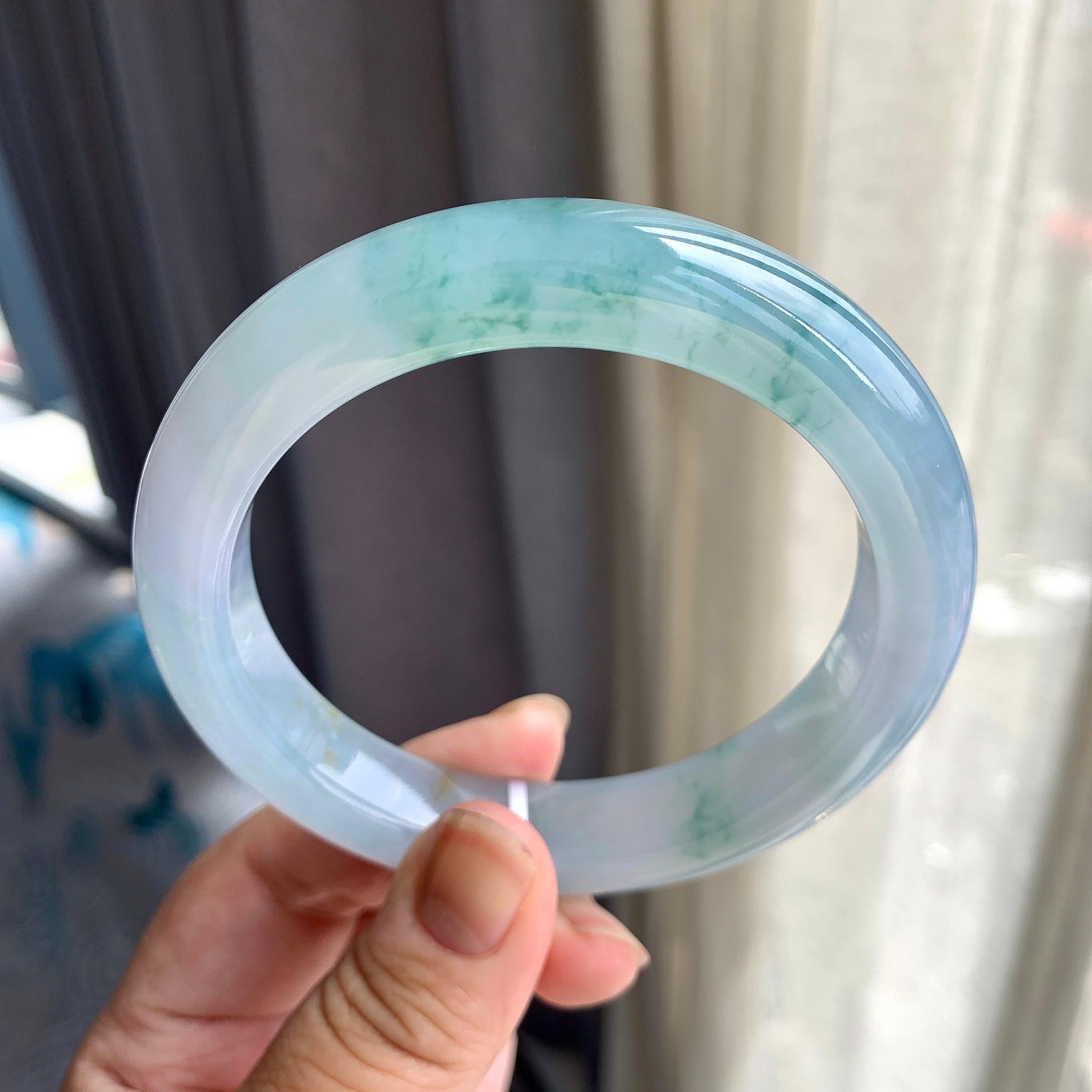 糯冰种飘花平安镯（64.4mm）（yc195373）