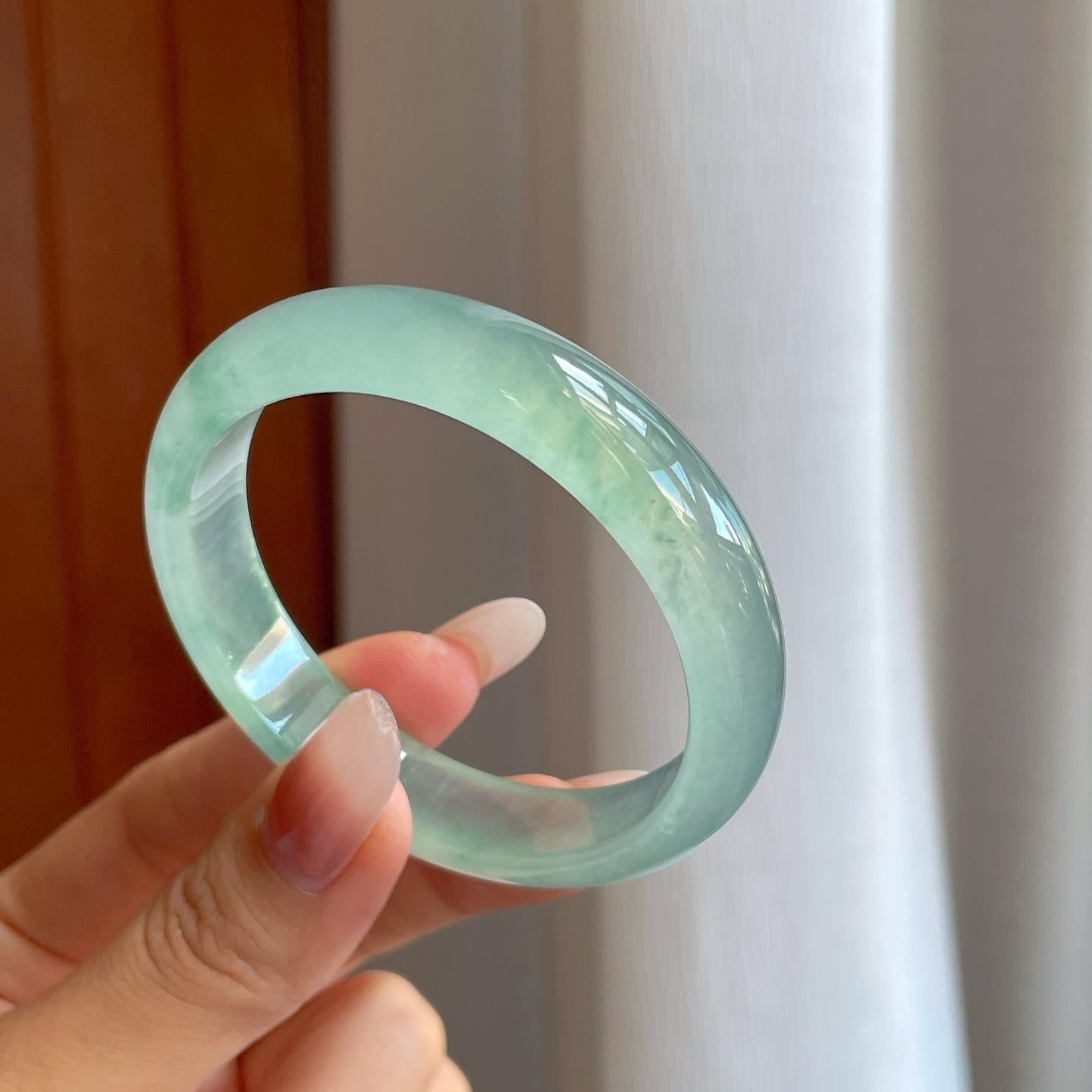 冰种飘花翡翠平安镯（53.5mm）（yc268119）