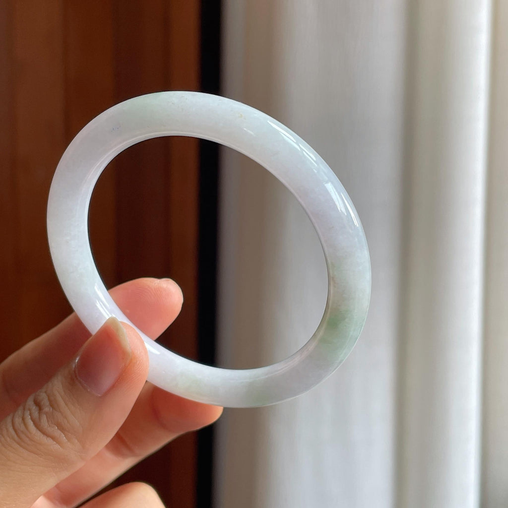糯冰带色翡翠圆条手镯（54.3mm）（yc373958）