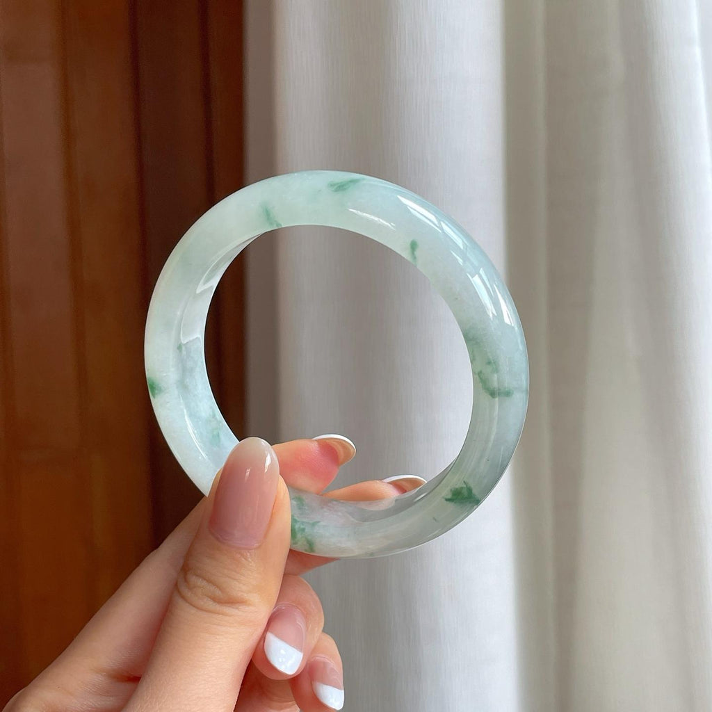 糯冰飘花翡翠平安镯（56.5mm)（yc380330）