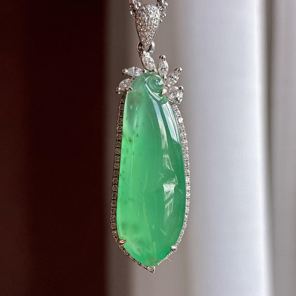 18k金镶冰种起光甜绿福瓜挂件（yc732267）