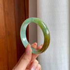 冰种黄加绿翡翠平安镯（58.6mm)（yc360246）
