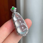 18k金镶冰种无色翡翠豆子（yc250570）