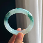 冰种飘花翡翠平安镯（56mm)（yc349376）