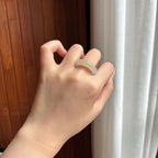 糯冰黄翡戒圈 天然缅甸A货翡翠（yc455073）