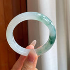 冰种飘花翡翠平安镯（55.5mm）（yc310359）