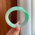 糯冰带色翡翠平安镯（53mm）（yc310373）