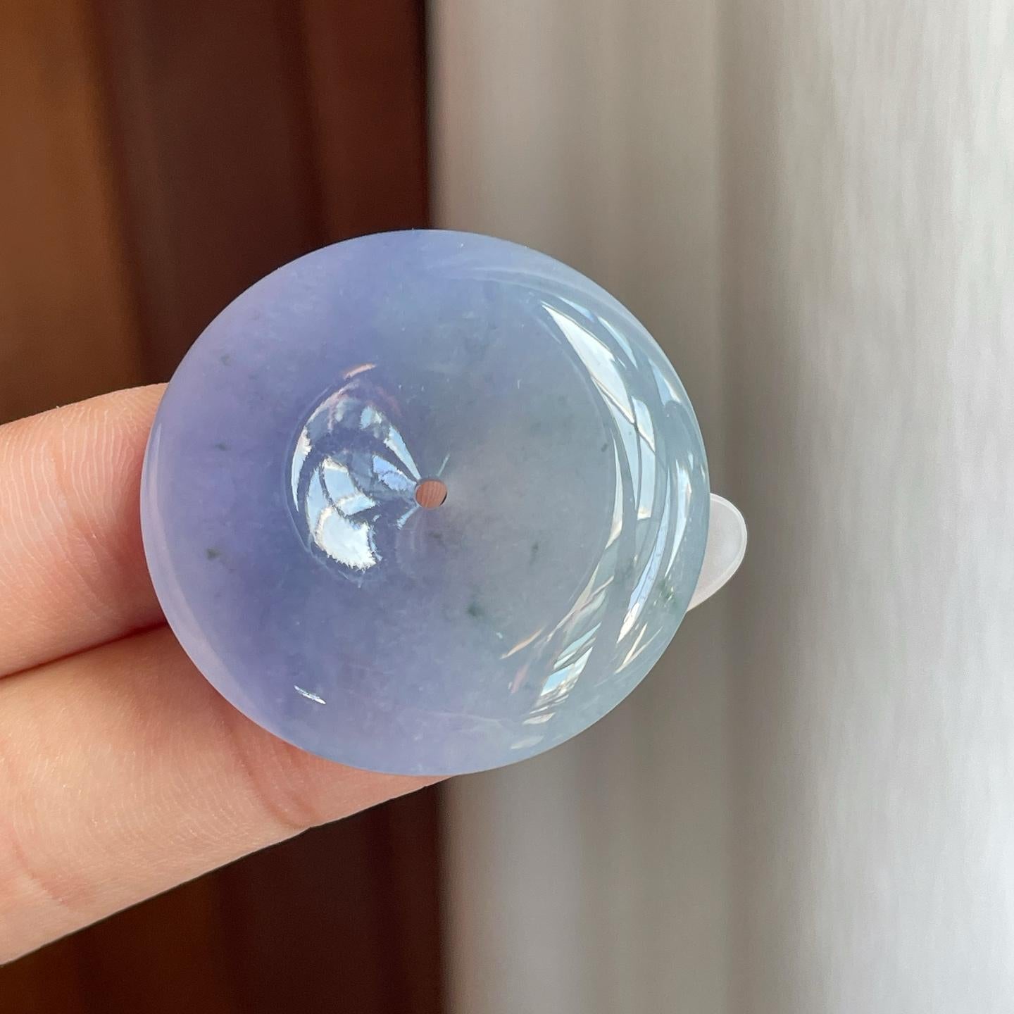 糯冰紫罗兰飘花翡翠平安扣（yc261411）