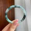 糯冰水墨花翡翠圆条手镯（54mm）（yc318585）