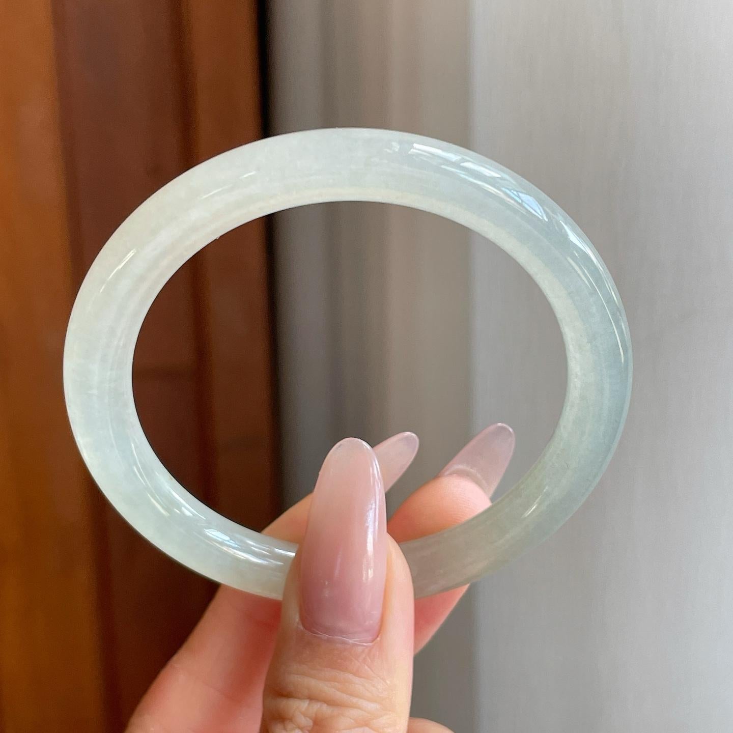 冰种淡晴底翡翠美人条手镯（53mm）（yc278676）