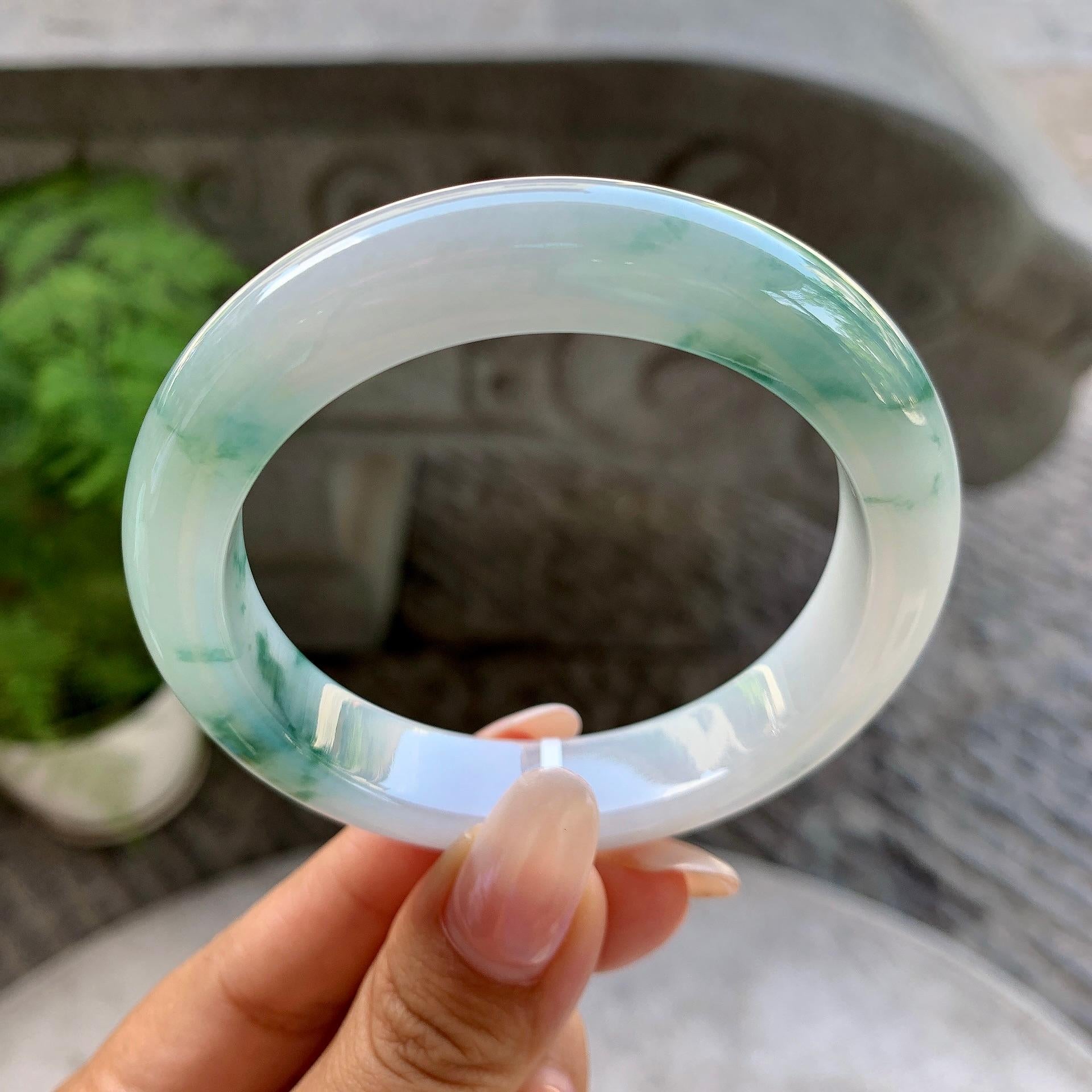 细糯种飘花平安镯（56mm）（yc199561）