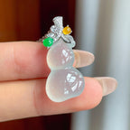 18k金扣冰种雪花棉翡翠葫芦（yc240387）