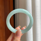 糯冰晴底翡翠平安镯（52.4mm)（yc369051）