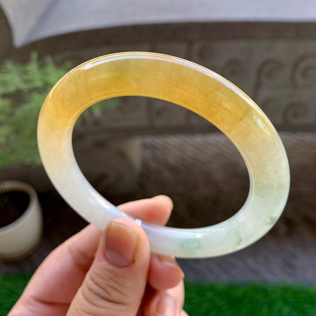 细糯种黄翡圆条手镯（56.2mm）（yc246658）