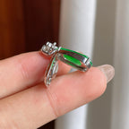 18k金镶冰种满绿翡翠豆子（yc246179）