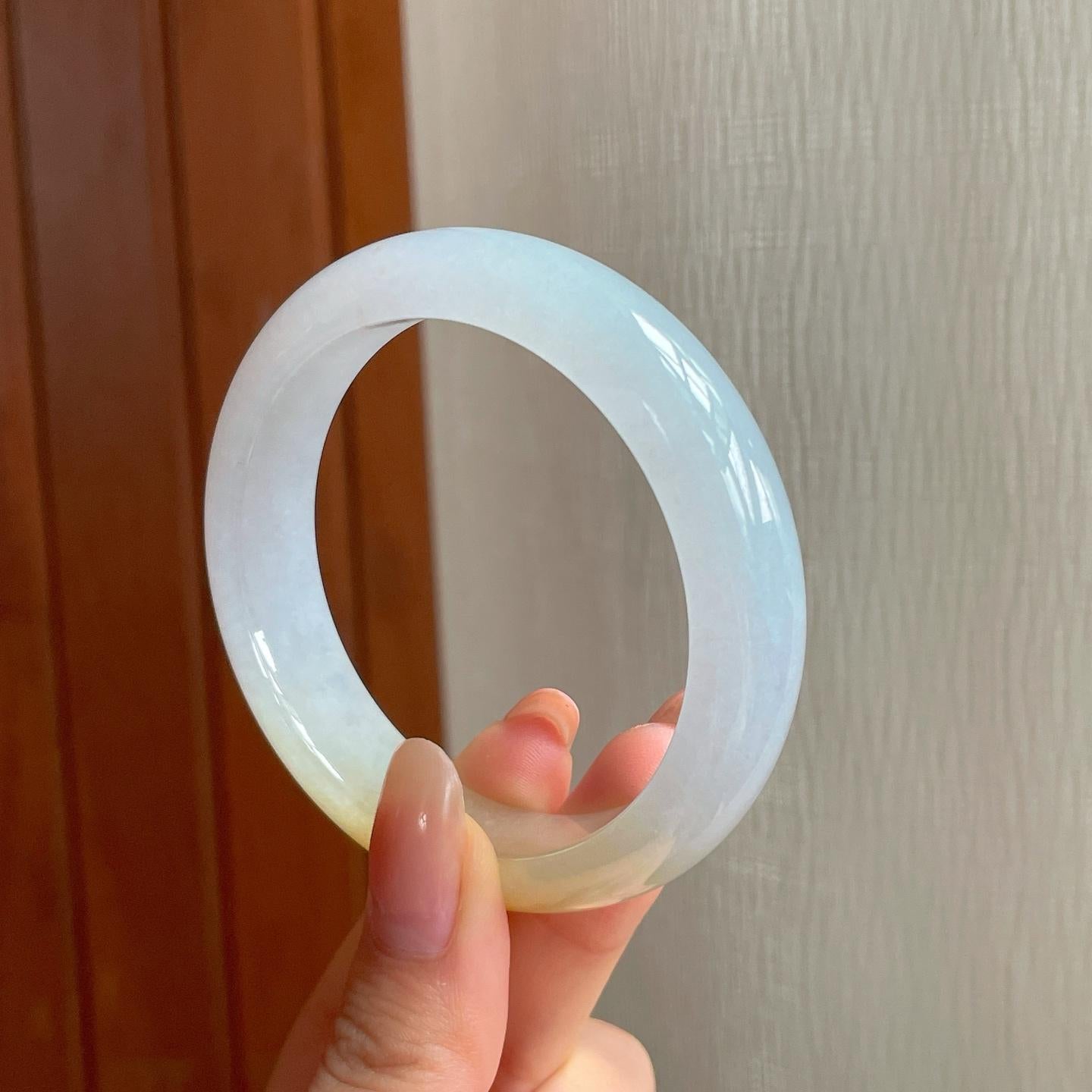 冰种黄翡翡翠平安镯（54.5mm)（yc354259）