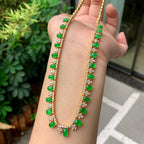 18K金钻镶糯冰种满绿蛋面套链（yc261128）