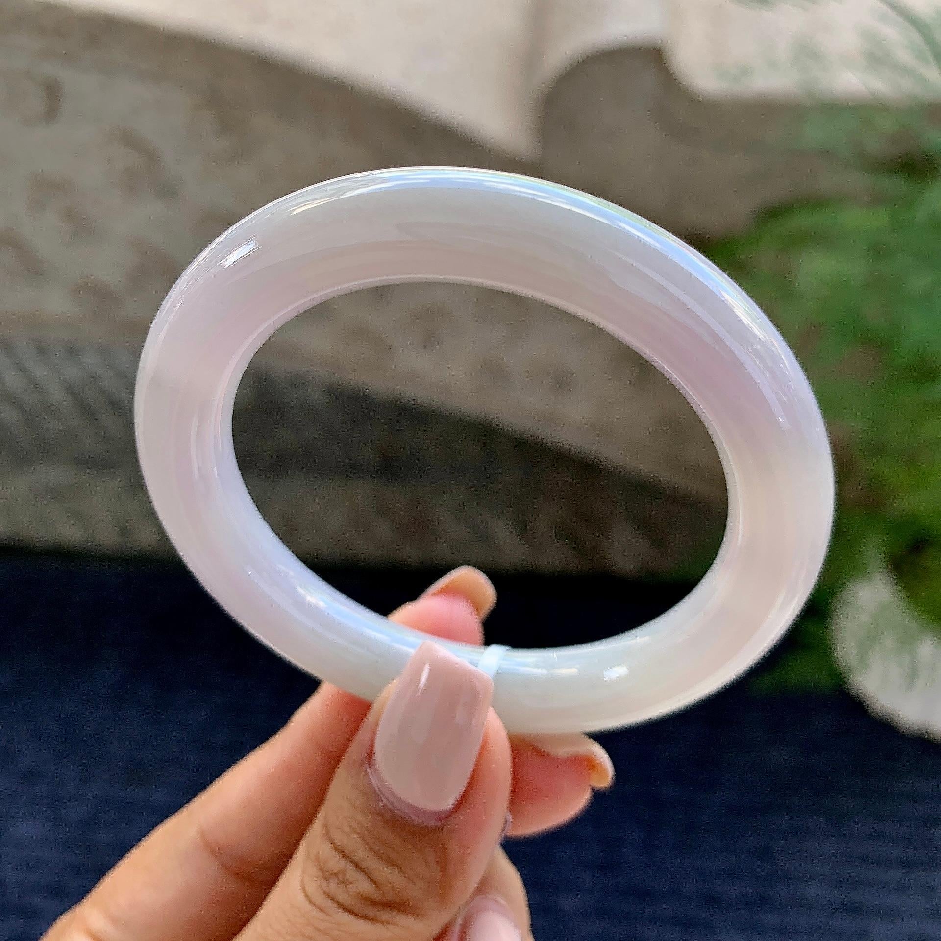 细糯种淡紫罗兰圆条手镯（51.6mm）（yc228035）