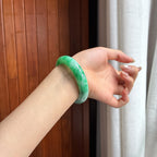 细糯种飘花正圈平安镯 53圈 天然缅甸A货翡翠（yc454461）
