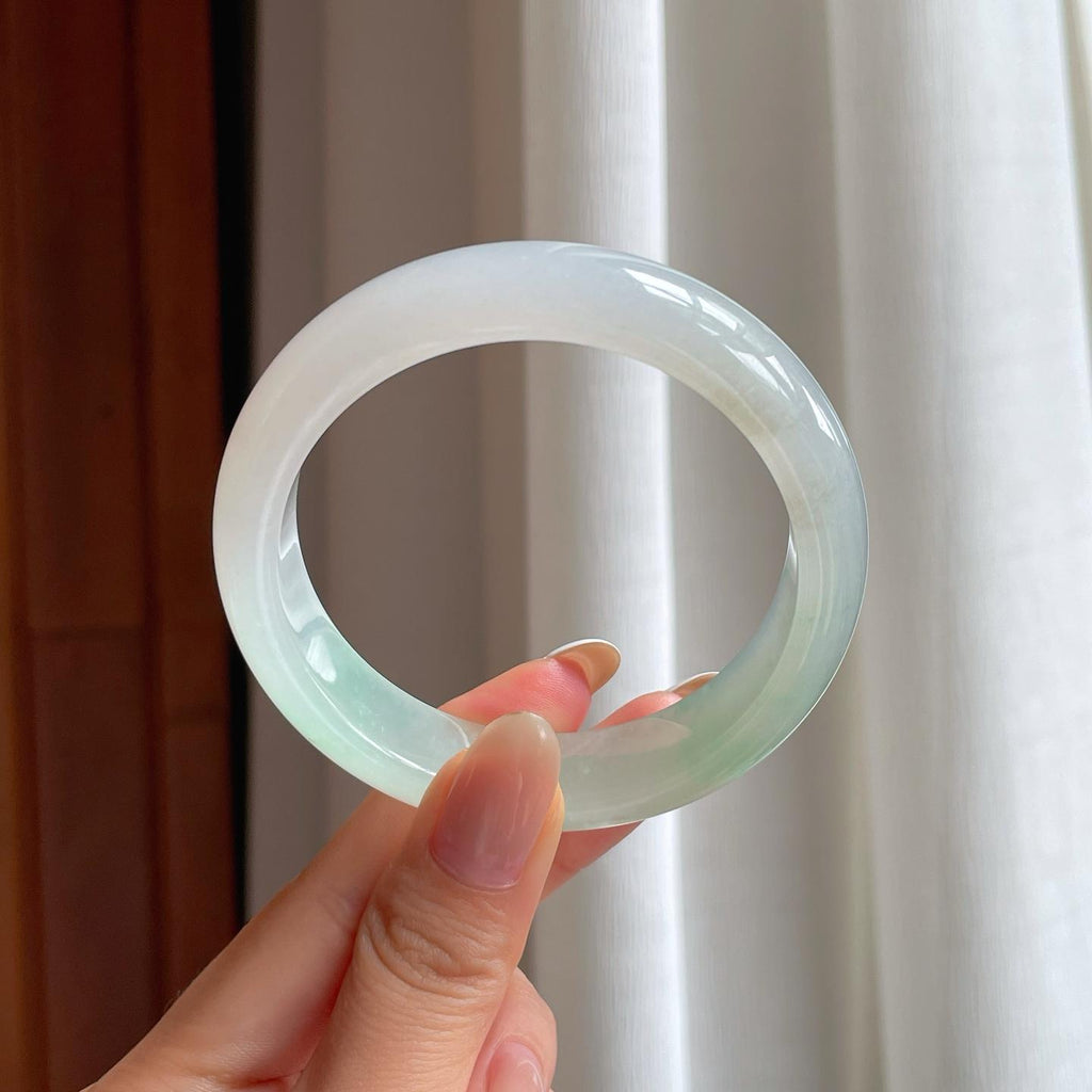 冰种带色翡翠平安镯（56.3mm)（yc388728）