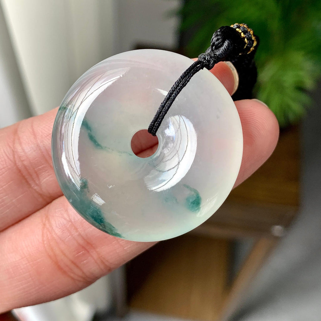 糯冰种飘花平安扣吊坠（yc264115）