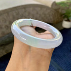 糯冰种春彩圆条手镯（55.5mm）（yc249444）