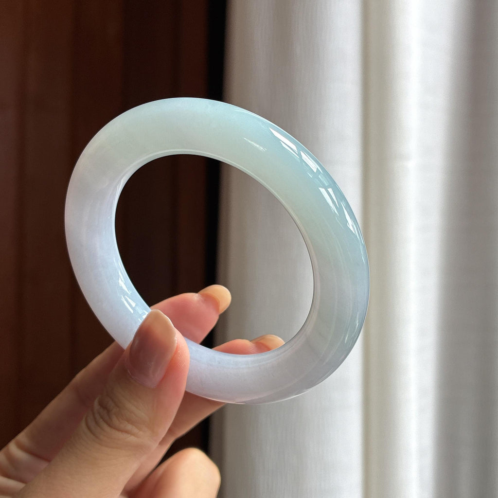 糯冰淡春彩翡翠圆条手镯（54mm）（yc420194）