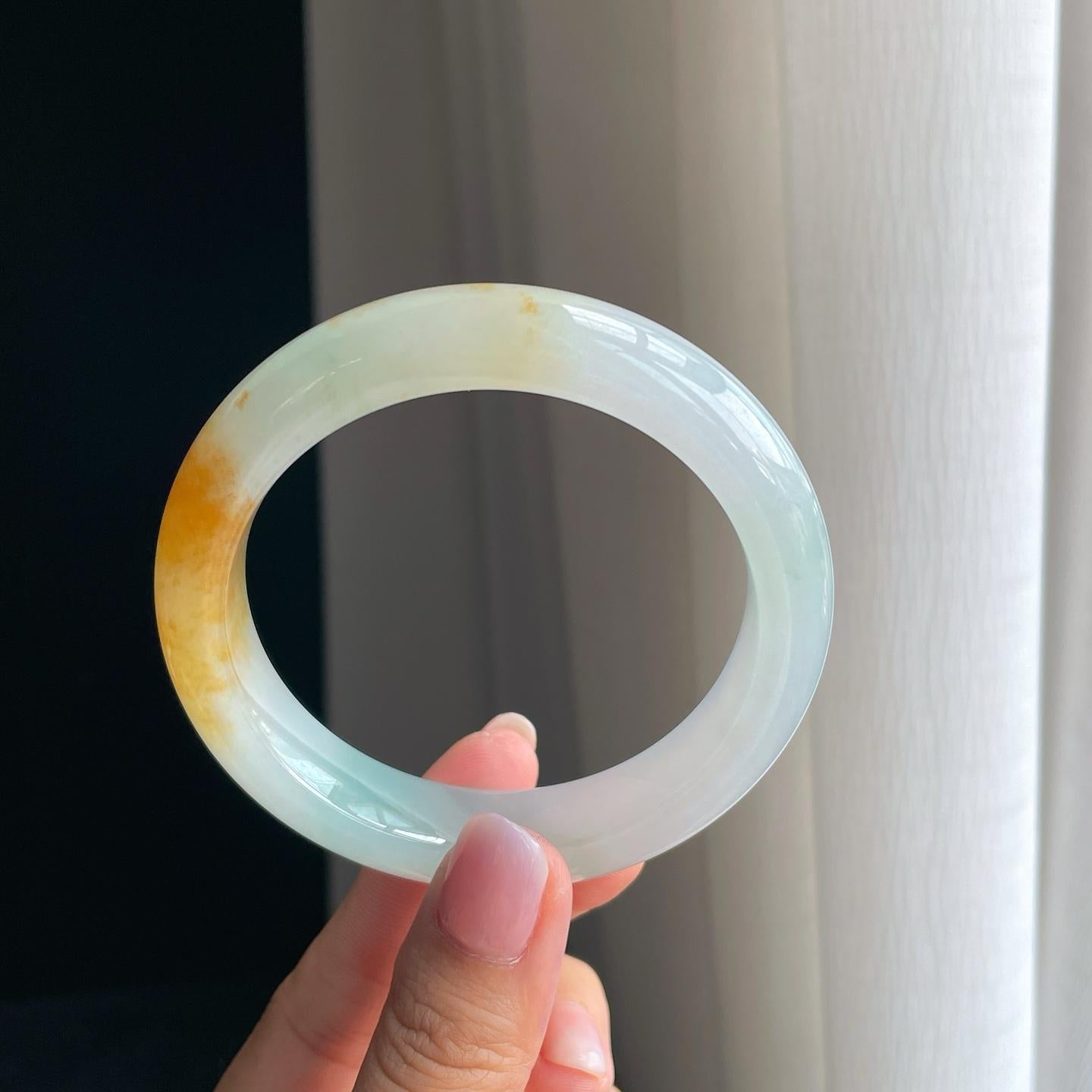 冰种黄翡翡翠平安镯（59.2mm）（yc391395）
