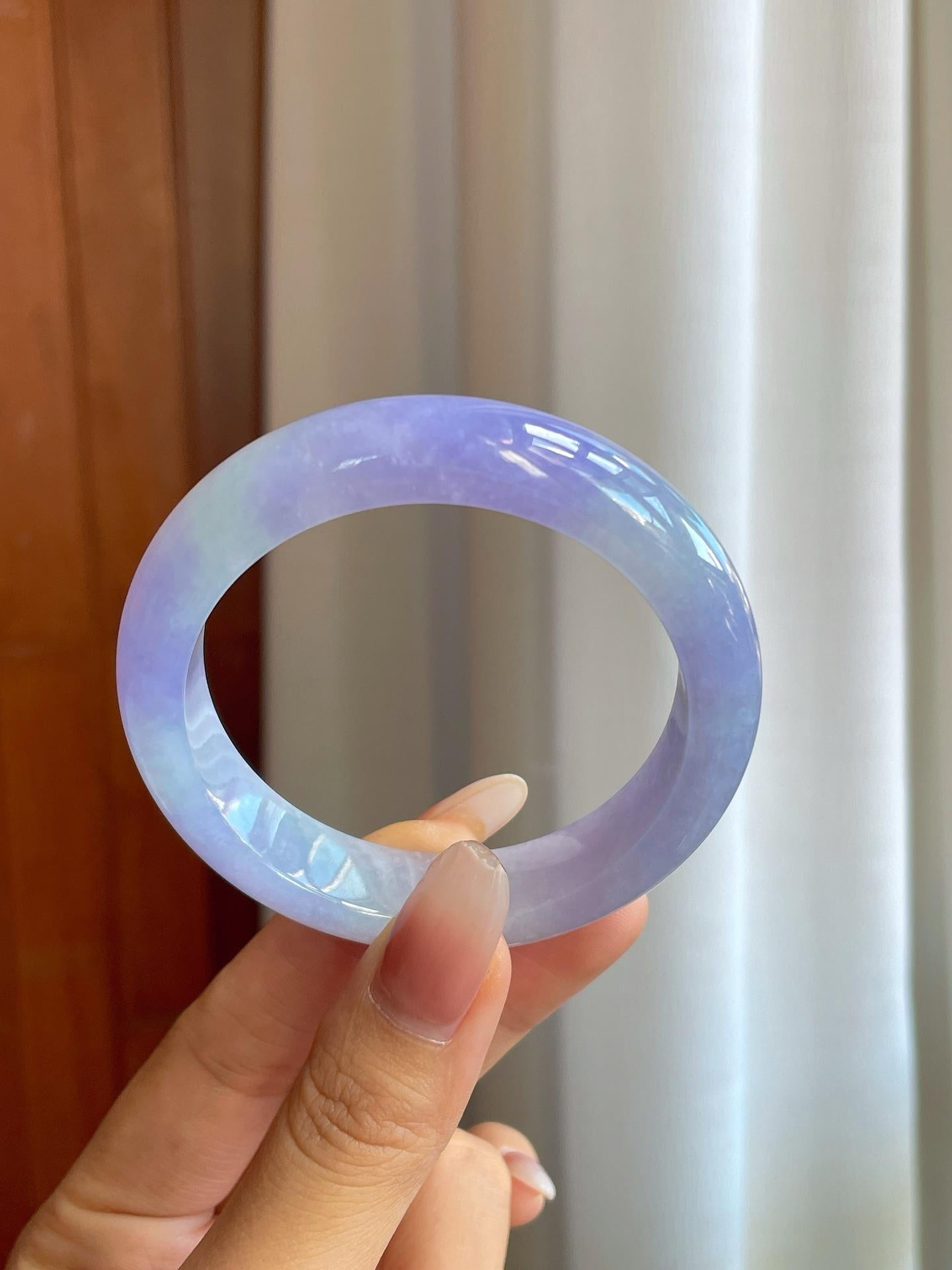 糯冰淡椿紫罗兰翡翠平安镯（55mm）（yc268249）