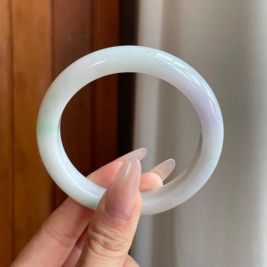 细糯冰淡椿彩翡翠平安镯（56.5mm）（yc283244）