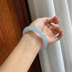 糯冰春彩底子圆条翡翠手镯（56.5mm）（yc246206）