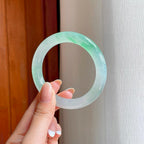 冰种带色翡翠圆条手镯（54.2mm）（yc374179）