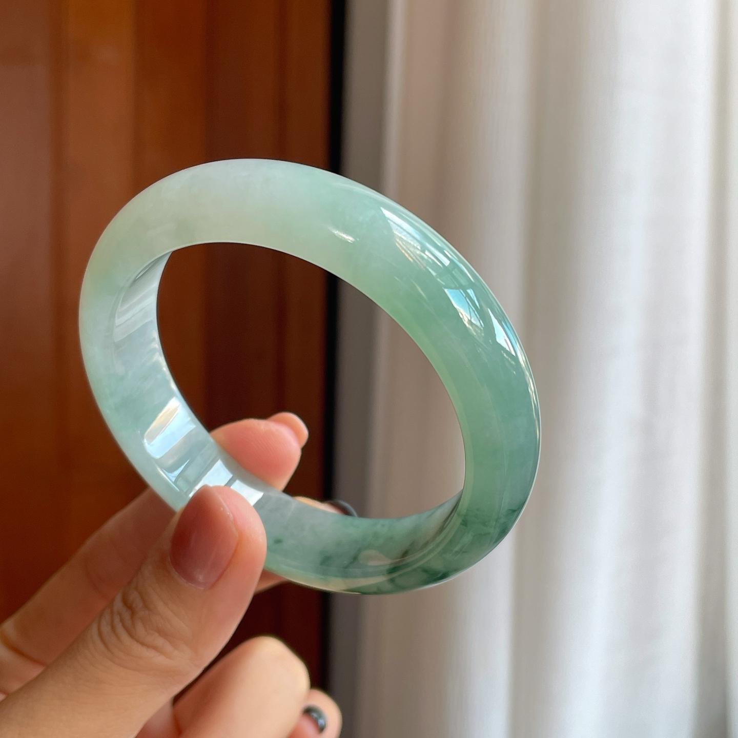 糯冰飘花翡翠平安镯（57.6mm）（yc278732）