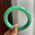 糯冰种满绿翡翠圆条手镯（56mm）（yc200135）