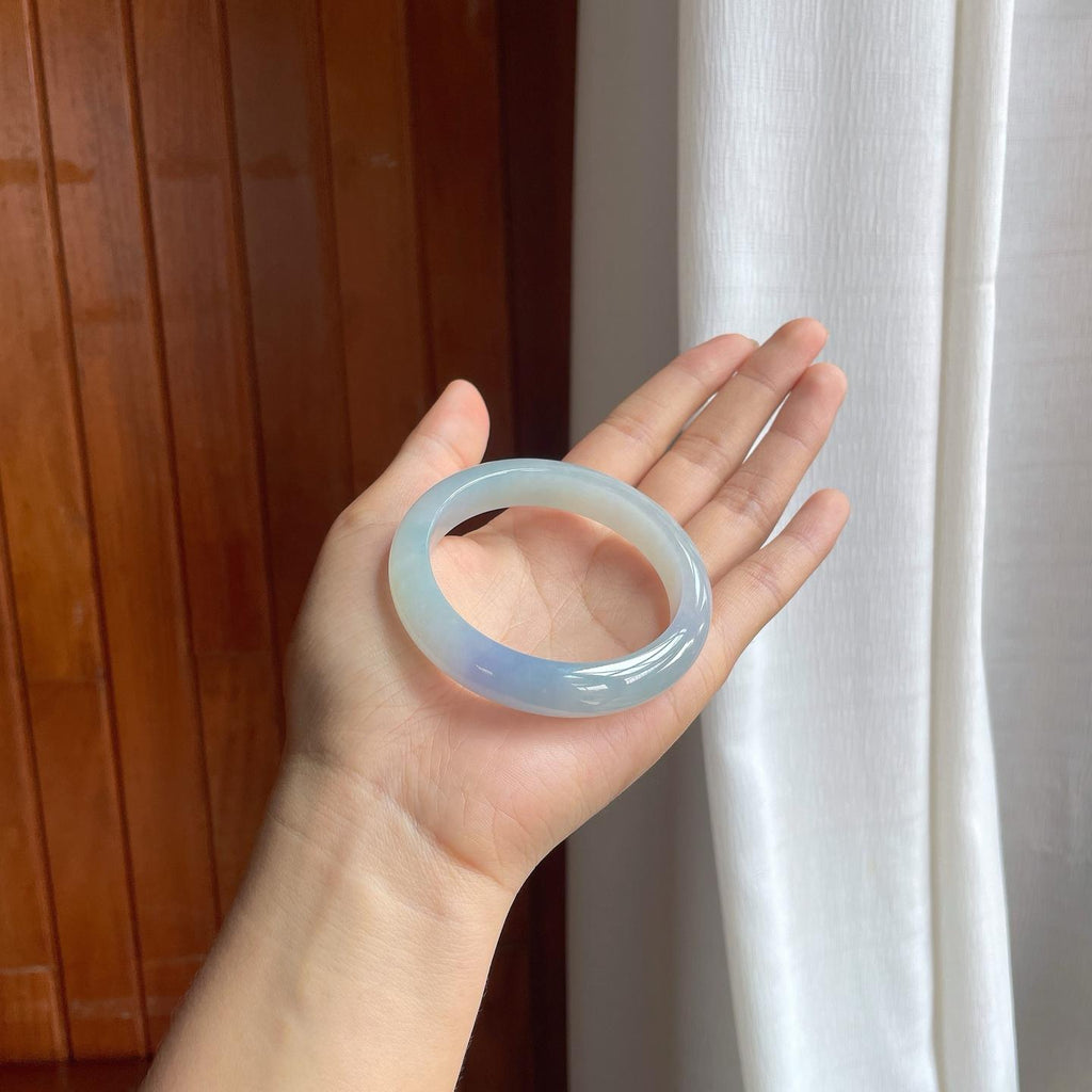 冰种淡紫罗兰翡翠平安镯（56mm）（yc397182）