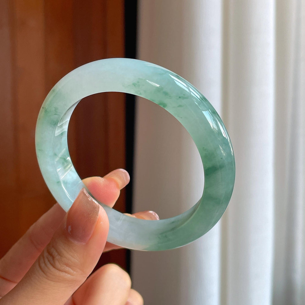 糯冰飘花翡翠平安镯（56.2mm）（yc365719）