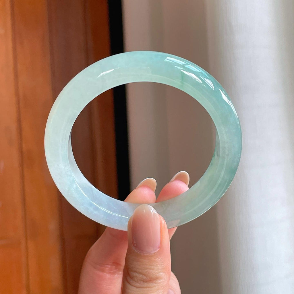 冰种飘花翡翠平安镯（55.7mm)（yc374180）