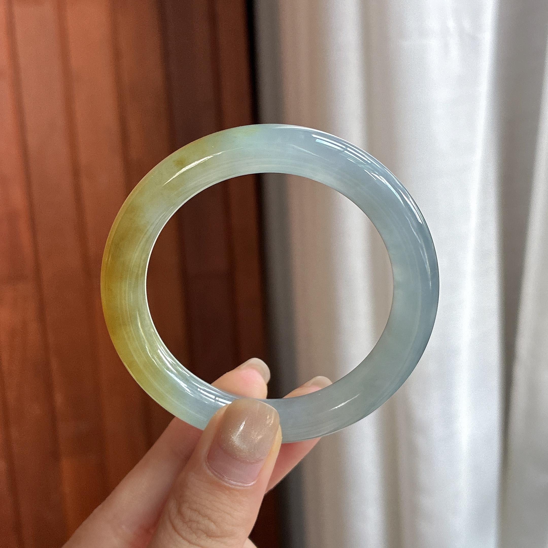 冰种黄翡圆条手镯 50圈 天然缅甸A货翡翠（yc485456）