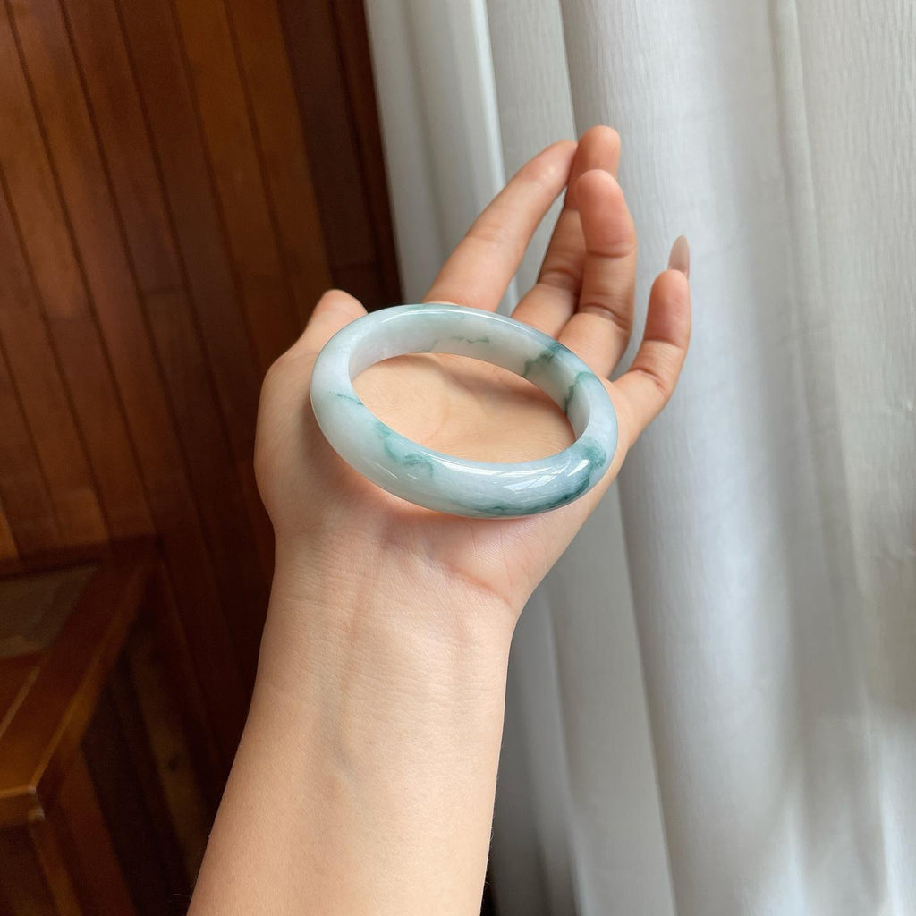糯冰飘花翡翠平安镯（55.5mm）（yc314128）