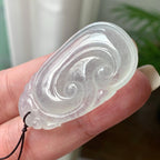 糯冰种无色如意吊坠  天然缅甸A货翡翠（yc430666）