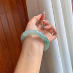 糯冰飘花翡翠圆条手镯（54.5mm）（yc295783）