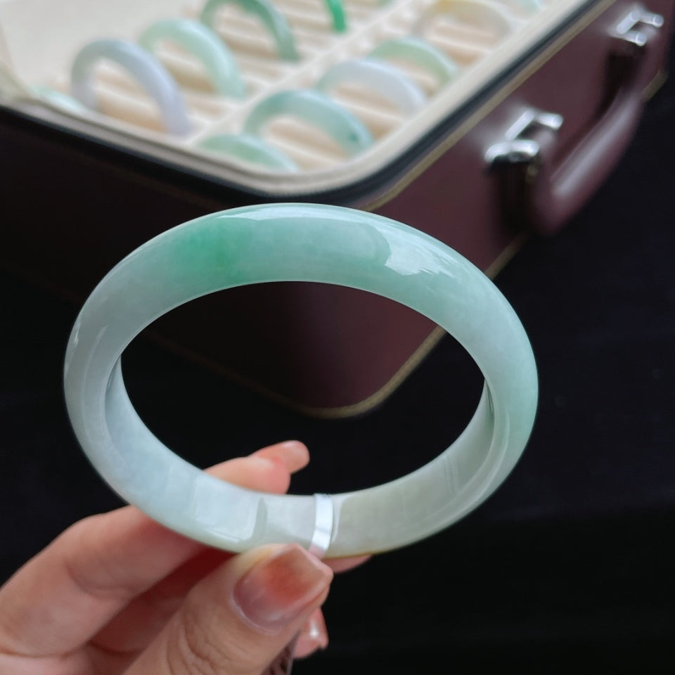 细糯种黄加绿翡翠手镯（58.7mm）（yc016515）