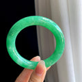 糯冰满绿翡翠圆条手镯（56.6mm)（yc324020）