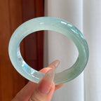 冰种蓝晴底翡翠平安镯（56mm）
