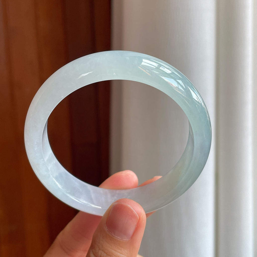 冰种淡底色翡翠平安镯（57.6mm）（yc338534）