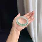 冰玻种飘花翡翠平安镯（55mm)（yc414690）