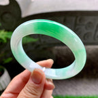 细糯种白底青平安镯（58.2mm）（yc254098）